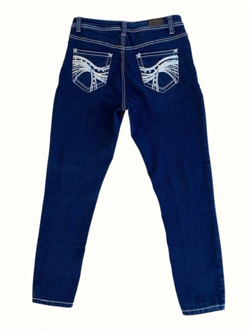 Absolutely Famous Blue Bling Embellished Straight Leg Jeans ~ Women’s 12 - Picture 2 of 8